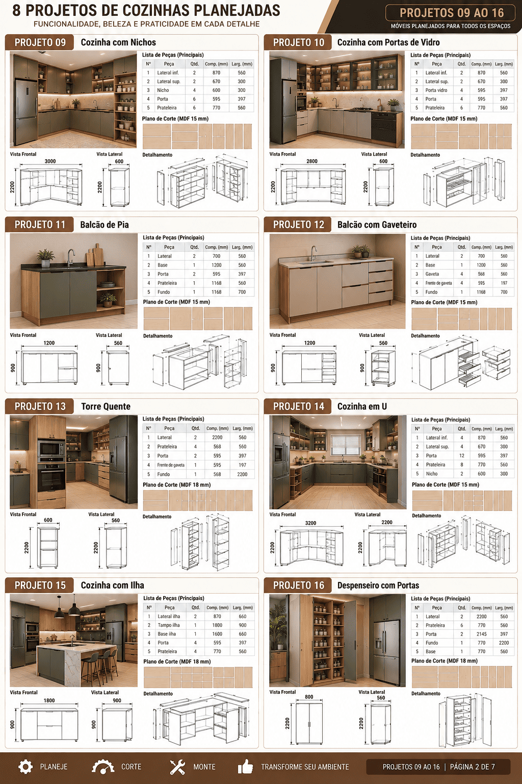Página 2: 8 projetos de cozinhas planejadas — projetos 09 a 16
