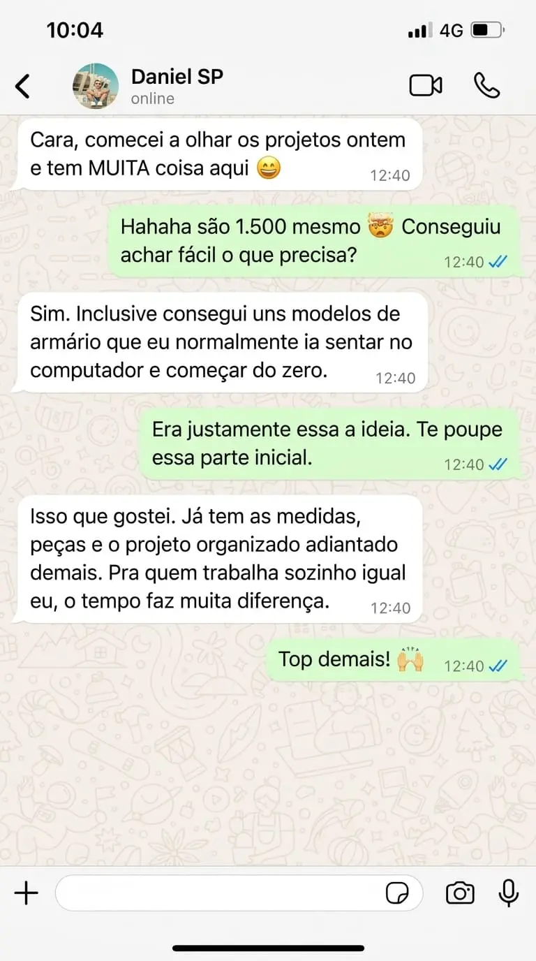 Depoimento de Daniel SP sobre os projetos de marcenaria